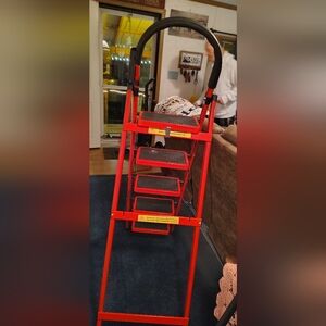 Five Step Red Folding Step Ladder
